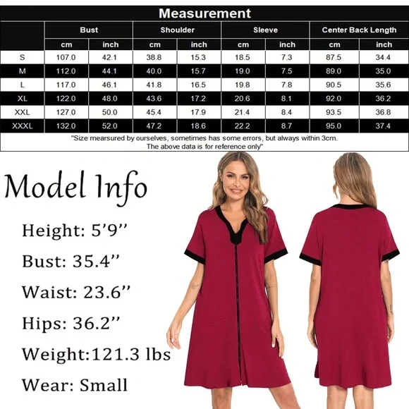 NEW Short Sleeve Robe - zipper front - Picture 4 of 5